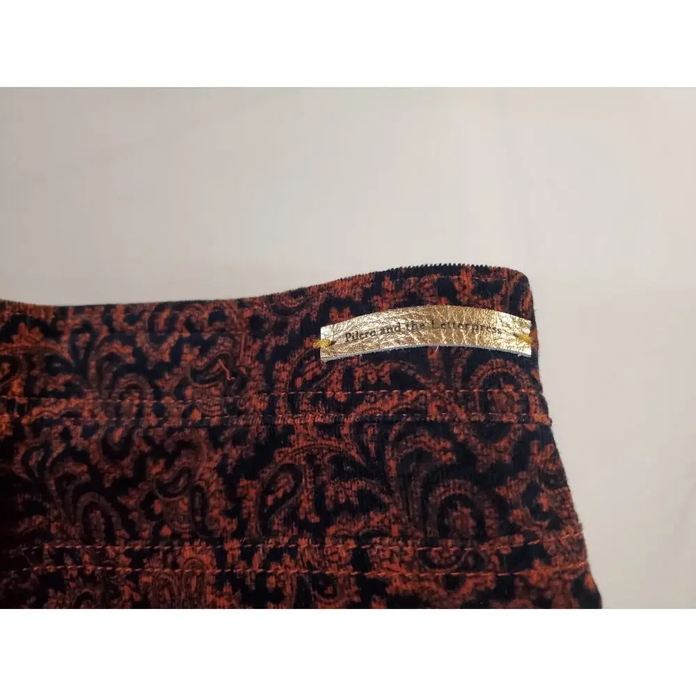 Pilcro and the Letterpress Serif Paisley Corduroy Hippie Pants Women's Size 26 - Picture 7 of 12